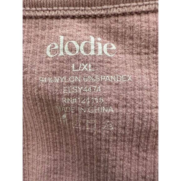 Elodie Women's V-Neck Ribbed T-Shirt Pink Size L Short Sleeve - Picture 4 of 5